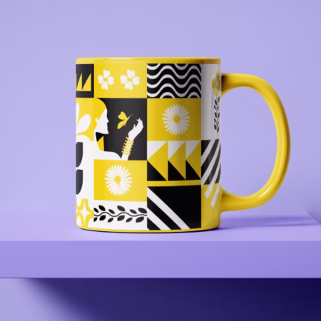 Geometric & Floral Patchwork Mug