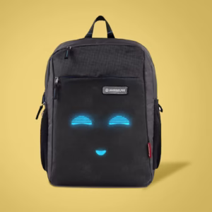 Black Backpack with Glowing Face Design